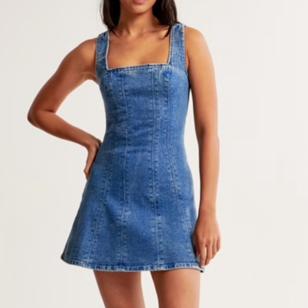 Abercrombie Light Medium Flare Mini Denim Dress XS